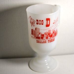 Milk Glass Souvenir Mug Dallas Texas Big D White Red Collectible